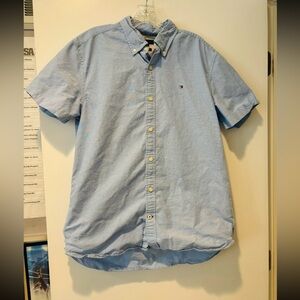 TOMMY HILFIGER, Light Blue Casual Button Down Shirt, Size Large